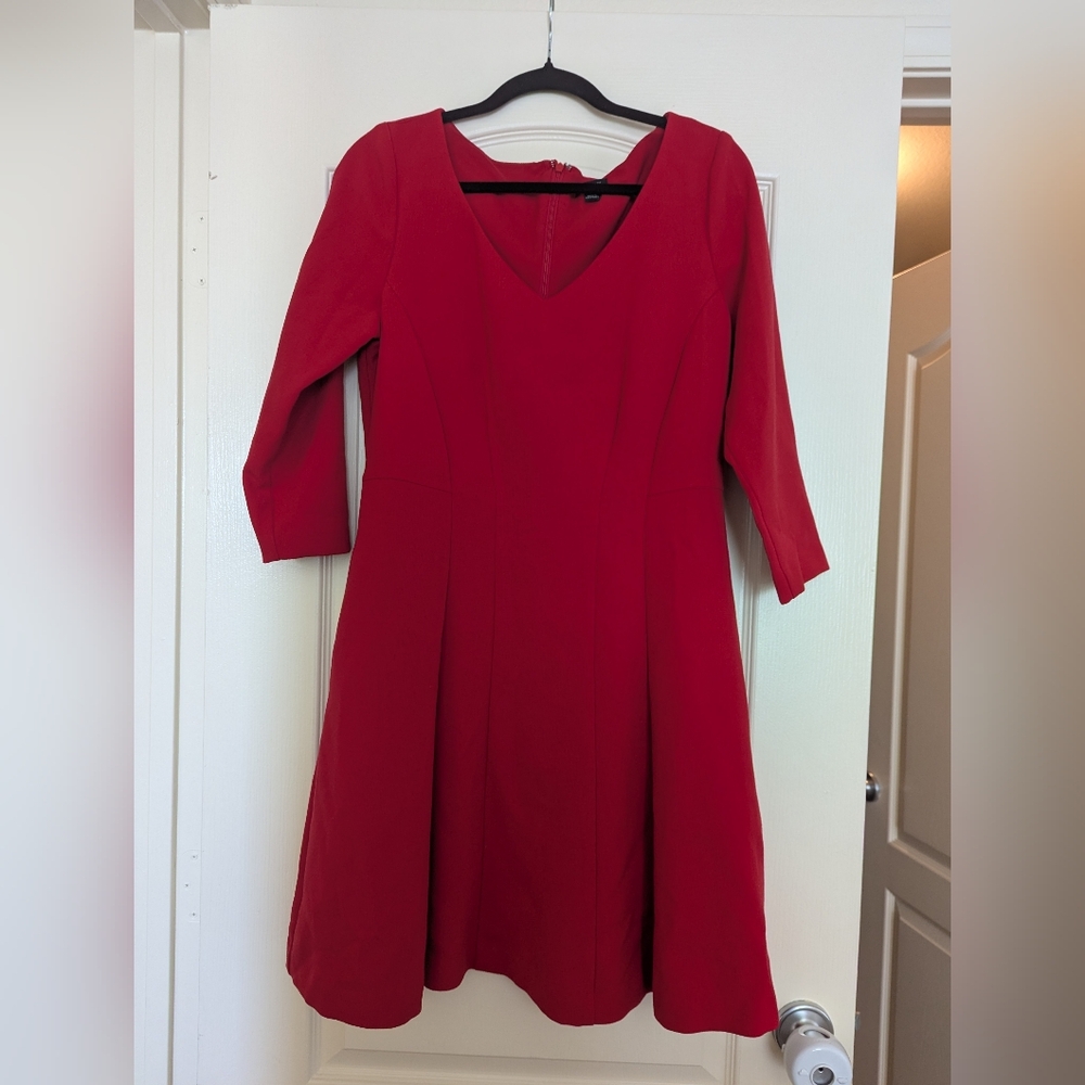 Ann Taylor Vibrant Red Long Sleeve Dress